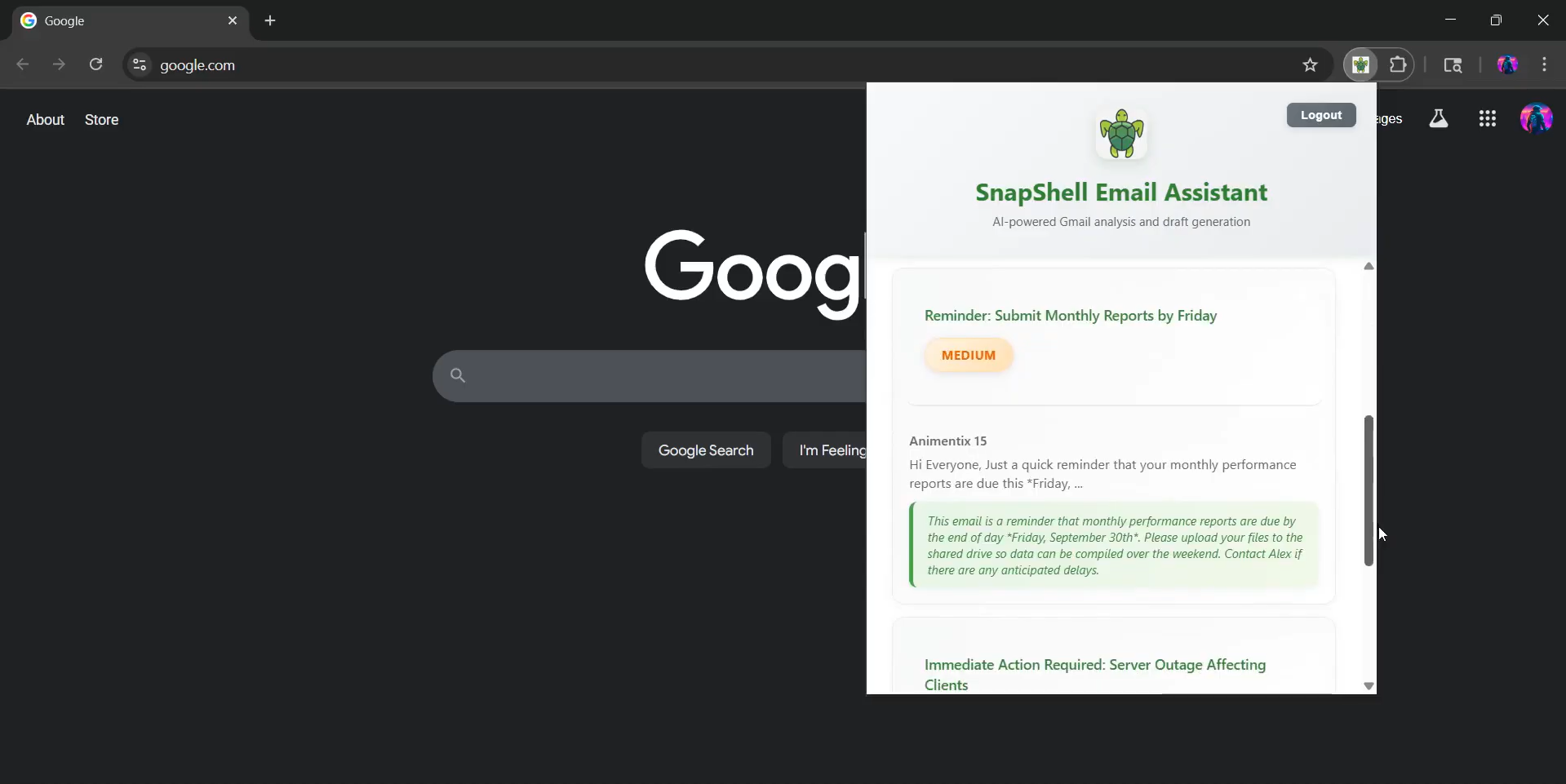 SnapShell UI preview
